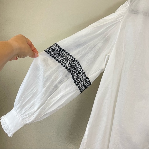 Johnny Was JADE Kivi Blouse White Cotton Embroidered Long Sleeve Small NWT - Picture 6 of 14